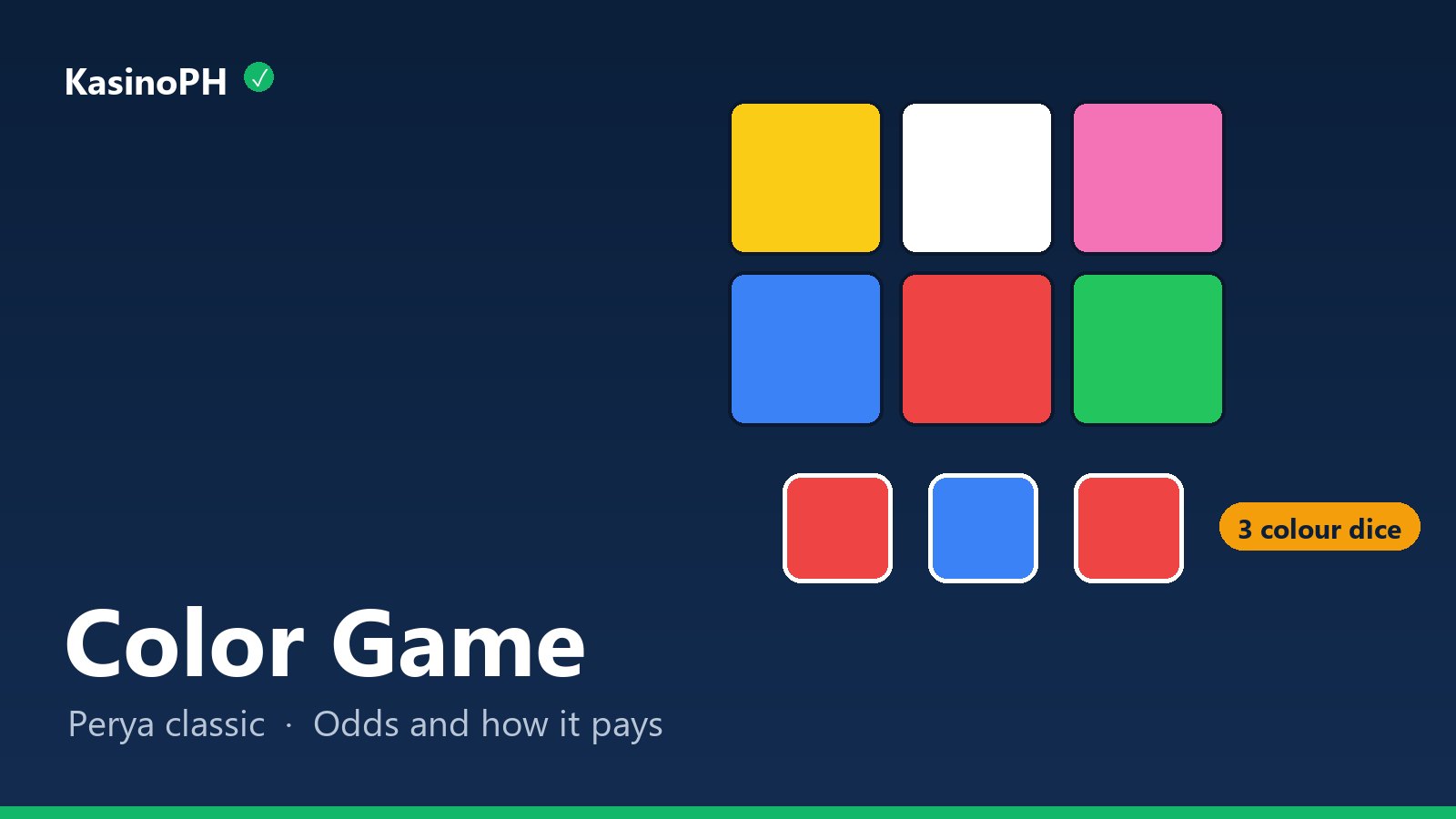 Color Game board with six colours and three colour dice