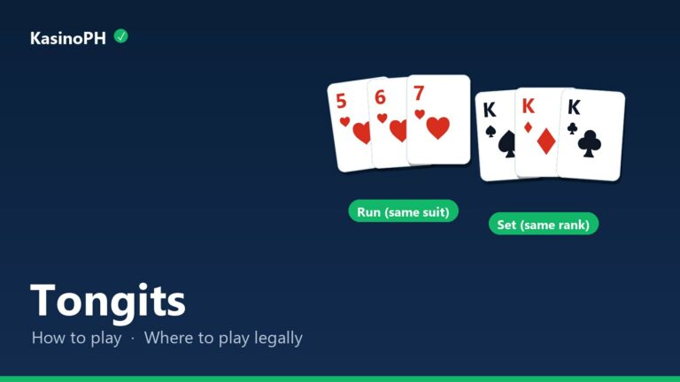 Tongits melds: a run of hearts and a set of kings